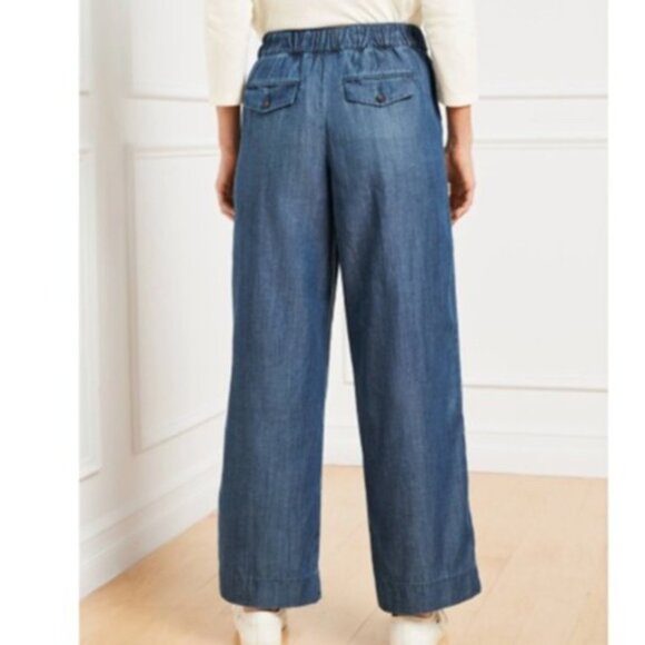 Talbots Women's Wide Belted Ankle Pants - Kali Wash - Picture 2 of 12